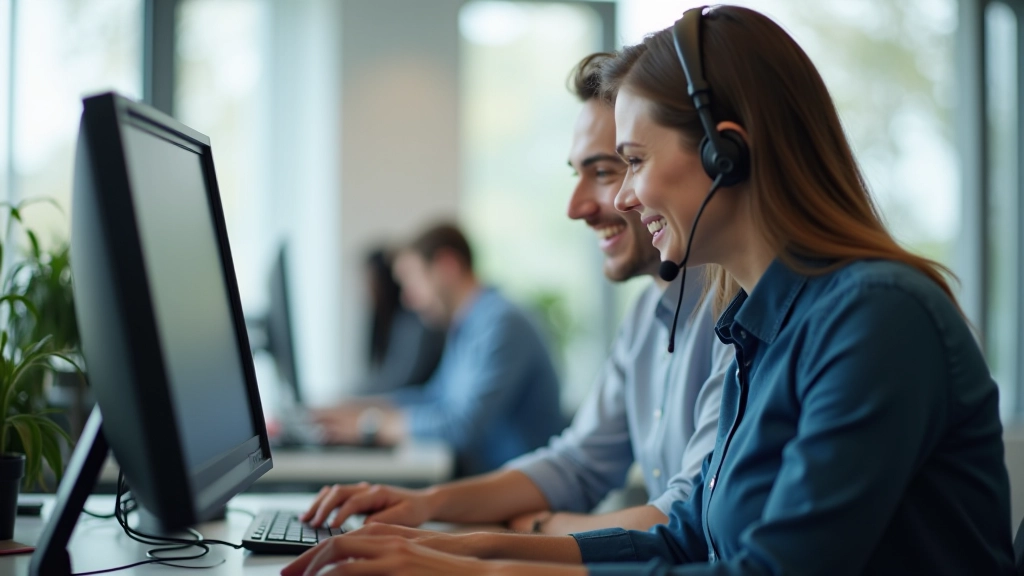 IT support professional assisting an employee at their workstation
